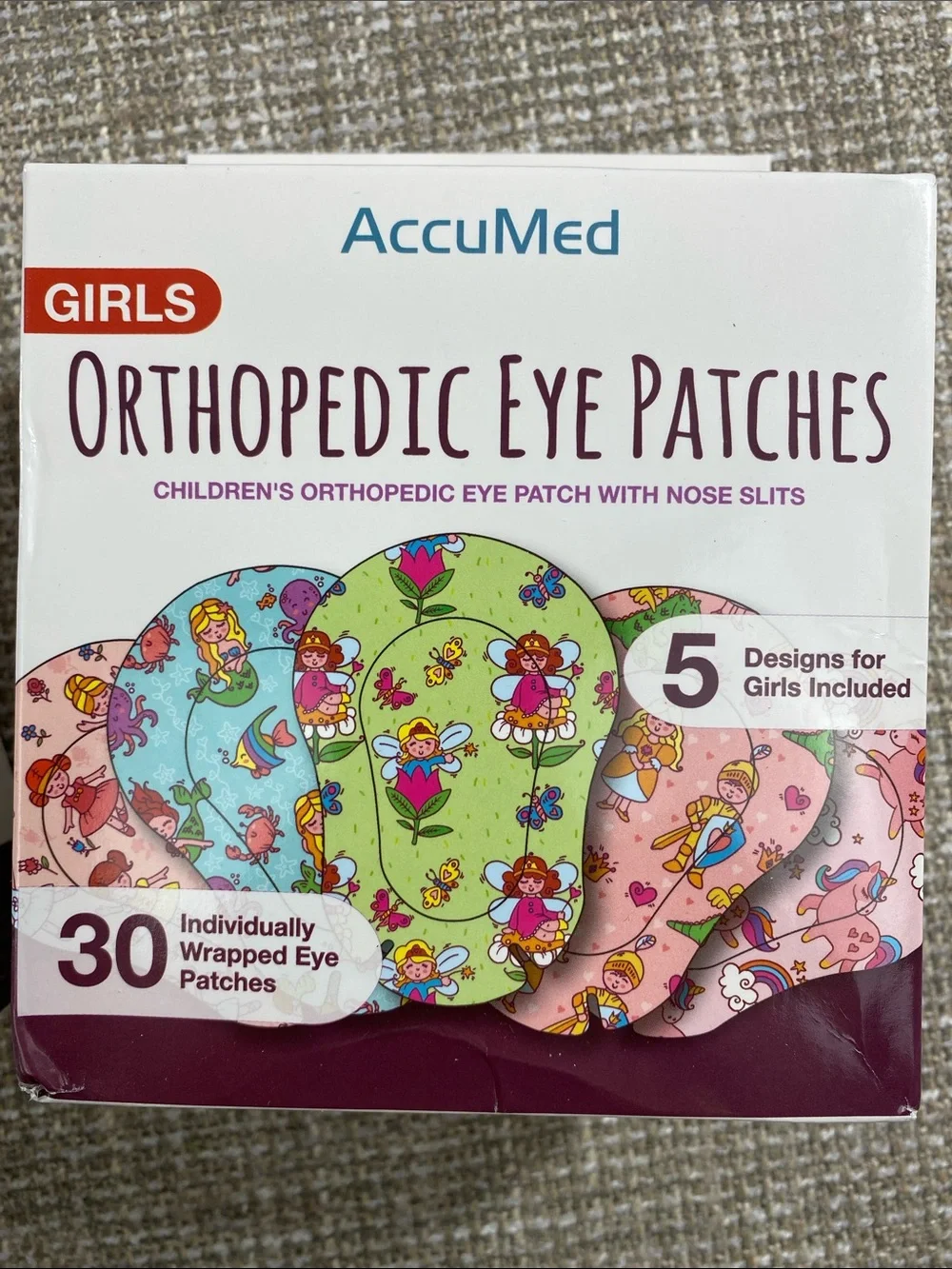 Girls Orthopedic Eye Patches - Pink & Green Designs (30 Count) 60 total